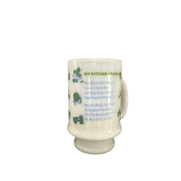 Vintage Milk Glass Mug My Kitchen Prayer  60's Cup, Request for Blessings - Picture 3 of 6